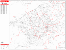 Roanoke Digital Map Red Line Style