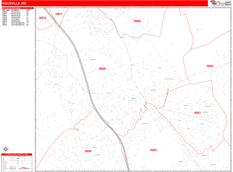 Rockville Digital Map Red Line Style