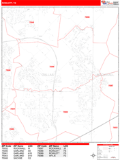 Rowlett Digital Map Red Line Style