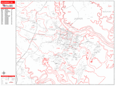 Savannah Digital Map Red Line Style