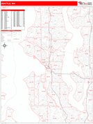 Seattle Digital Map Red Line Style