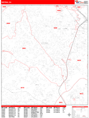 Smyrna Digital Map Red Line Style