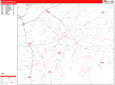 Spartanburg Digital Map Red Line Style