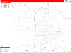 Springdale Digital Map Red Line Style