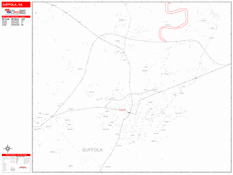 Suffolk Digital Map Red Line Style