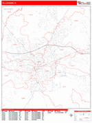 Tallahassee Digital Map Red Line Style