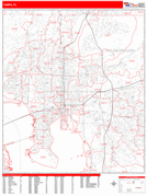 Tampa Digital Map Red Line Style