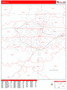 Topeka Digital Map Red Line Style