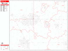 Visalia Digital Map Red Line Style