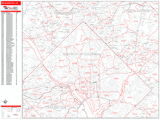 Washington Digital Map Red Line Style