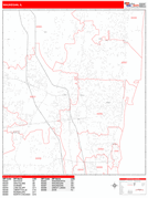 Waukegan Digital Map Red Line Style