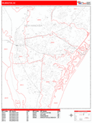 Wilmington Digital Map Red Line Style
