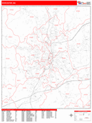 Worcester Digital Map Red Line Style