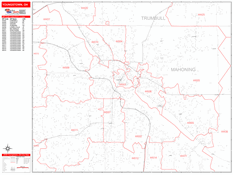 Youngstown Digital Map Red Line Style