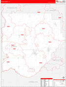 Acadia Parish (County), LA Digital Map Red Line Style
