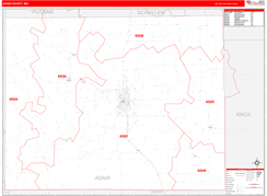 Adair County, MO Digital Map Red Line Style