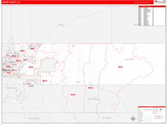 Adams County, CO Digital Map Red Line Style