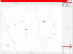 Adams County, IA Digital Map Red Line Style