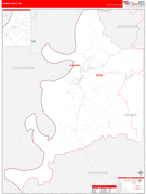 Adams County, MS Digital Map Red Line Style