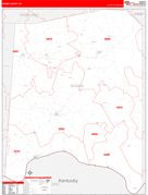 Adams County, OH Digital Map Red Line Style