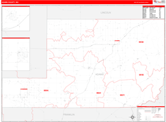 Adams County, WA Digital Map Red Line Style