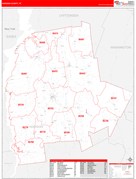 Addison County, VT Digital Map Red Line Style