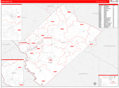 Aiken County, SC Digital Map Red Line Style