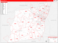 Albany County, NY Digital Map Red Line Style