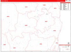 Alcona County, MI Digital Map Red Line Style