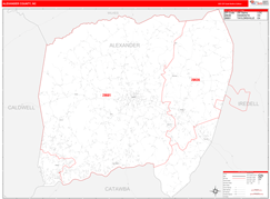 Alexander County, NC Digital Map Red Line Style