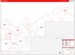 Alger County, MI Digital Map Red Line Style