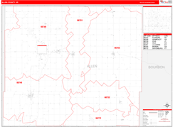 Allen County, KS Digital Map Red Line Style