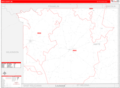 Amite County, MS Digital Map Red Line Style