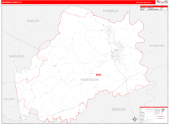 Anderson County, KY Digital Map Red Line Style