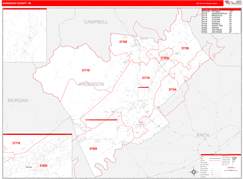 Anderson County, TN Digital Map Red Line Style