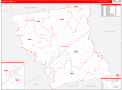 Anderson County, TX Digital Map Red Line Style