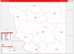 Andrew County, MO Digital Map Red Line Style