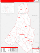 Androscoggin County, ME Digital Map Red Line Style