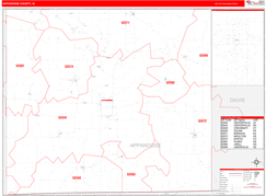 Appanoose County, IA Digital Map Red Line Style