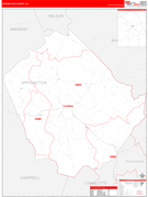 Appomattox County, VA Digital Map Red Line Style