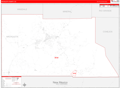 Archuleta County, CO Digital Map Red Line Style