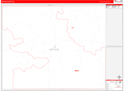 Arthur County, NE Digital Map Red Line Style
