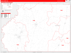 Ashley County, AR Digital Map Red Line Style