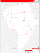 Assumption Parish (County), LA Digital Map Red Line Style