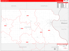 Atchison County, KS Digital Map Red Line Style