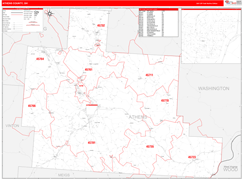 Athens County, OH Digital Map Red Line Style