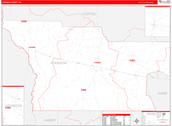 Atkinson County, GA Digital Map Red Line Style