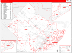 Atlantic County, NJ Digital Map Red Line Style