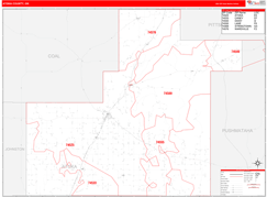 Atoka County, OK Digital Map Red Line Style