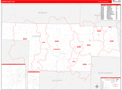 Audrain County, MO Digital Map Red Line Style